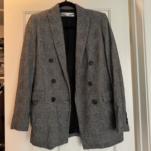 Zara Grey Plaid Blazer